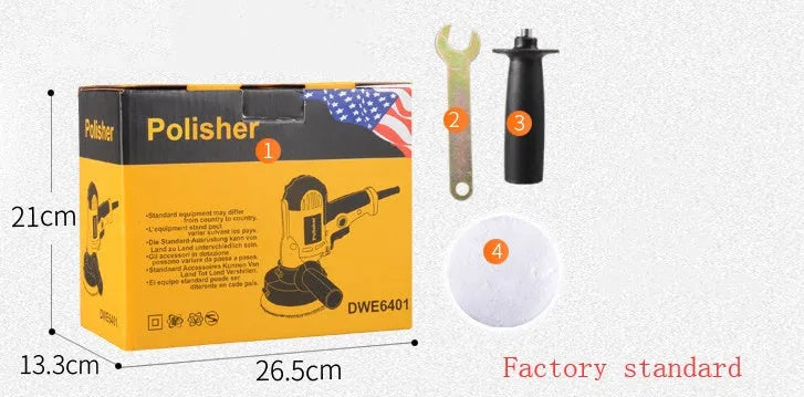 Yellow 700W electric car polishing machine with 125mm disc and 1.6m cord for auto and home use