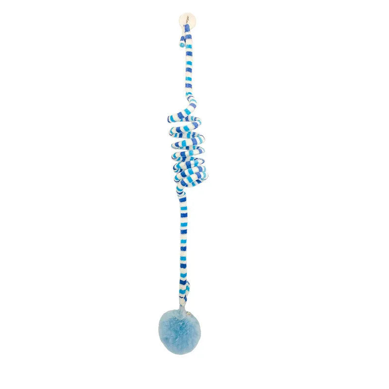Hanging cat toy with suction cup, inflatable ball, and bell stick in multiple colour options