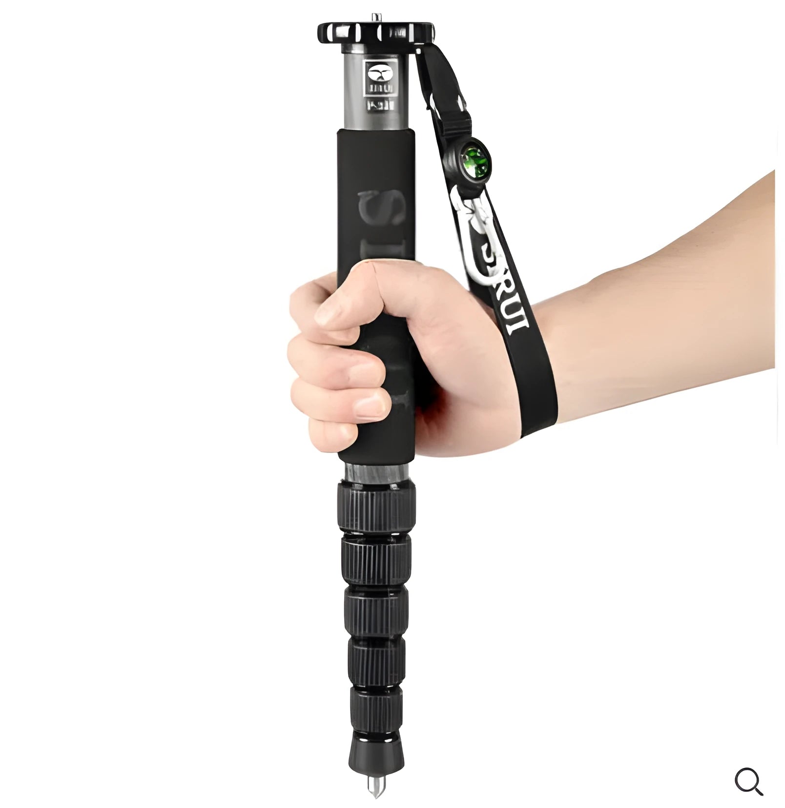 Black carbon fibre SLR camera monopod fully extended to 1540mm height