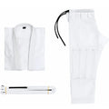 Brazilian Jiu-jitsu thin cotton blend gi set in black showing top and trousers for martial arts training
