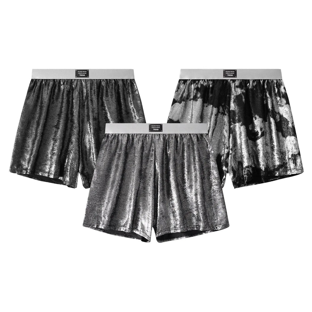 Galaxy reflective bright silver casual woven underwear in polyester fibre with mid-waist design