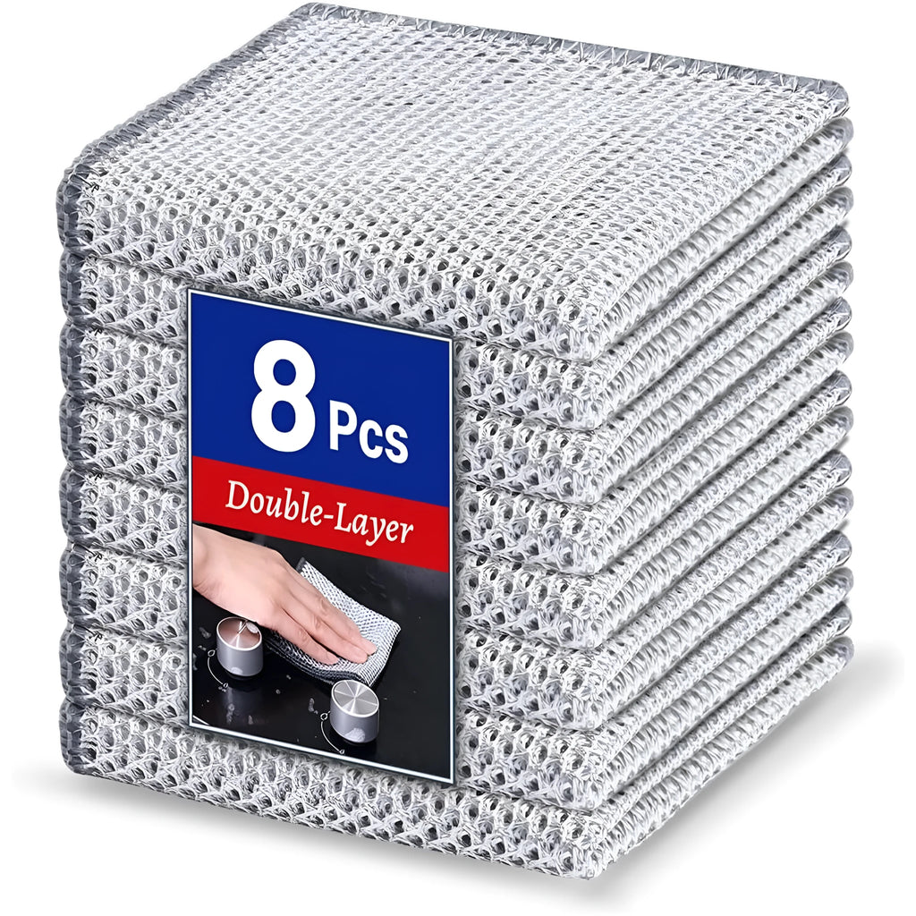 Silver wire microfiber cleaning rag for household pot and bowl washing in 20cm or 25cm square size