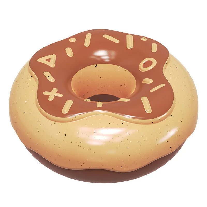 TPR molar teeth cleaning donut dog toy with squeaker in pink, chocolate, and yellow colour options