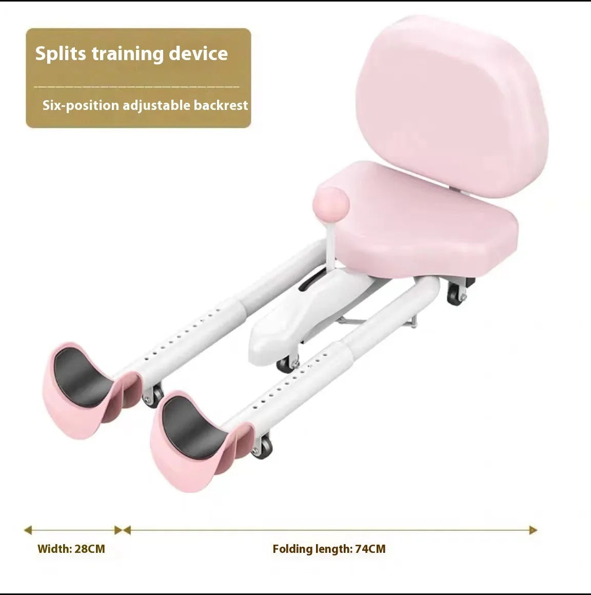 Pink horse leg opener stretching equipment with steel frame for dance and fitness flexibility training