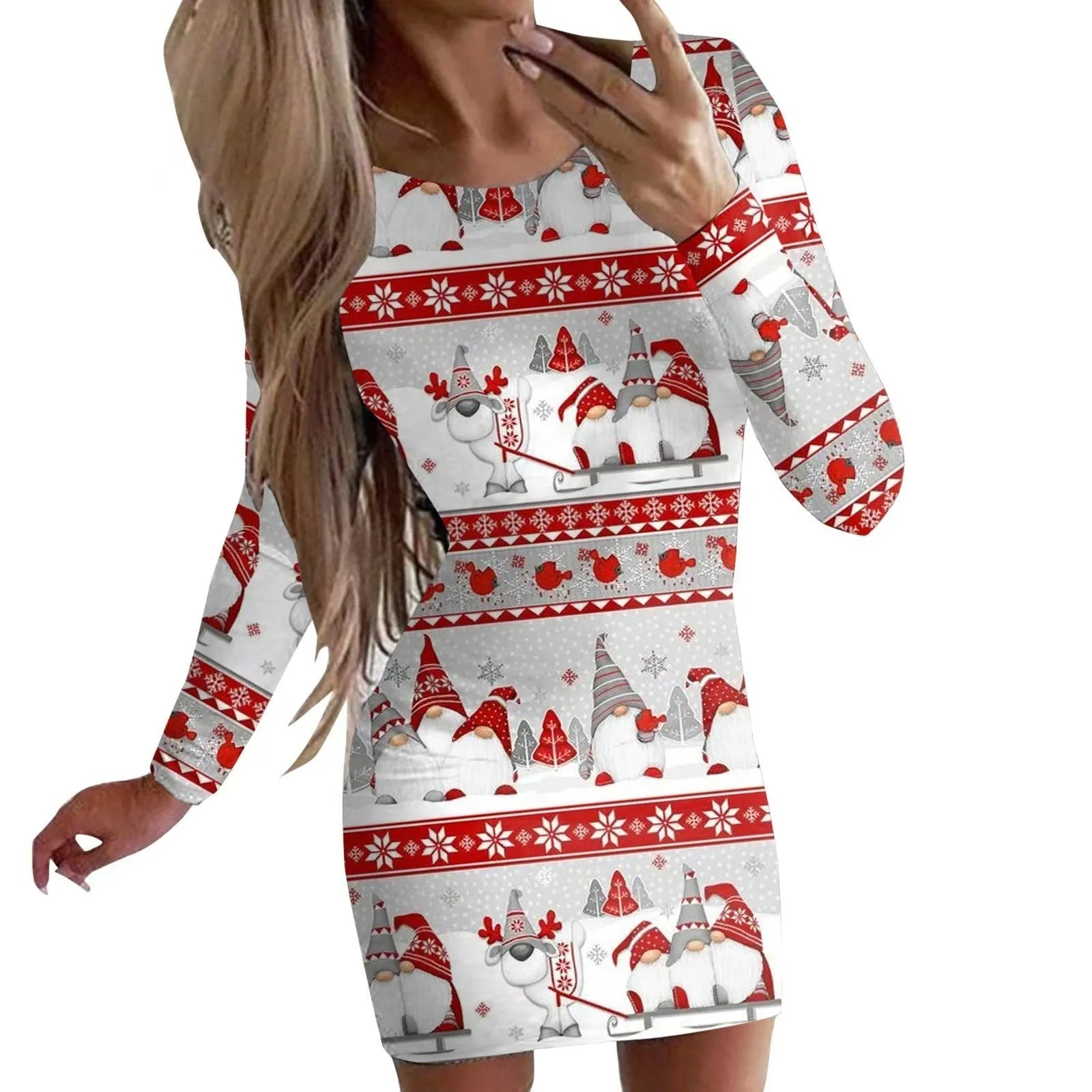 Women's printed Christmas dress with animal pattern in floral colour options