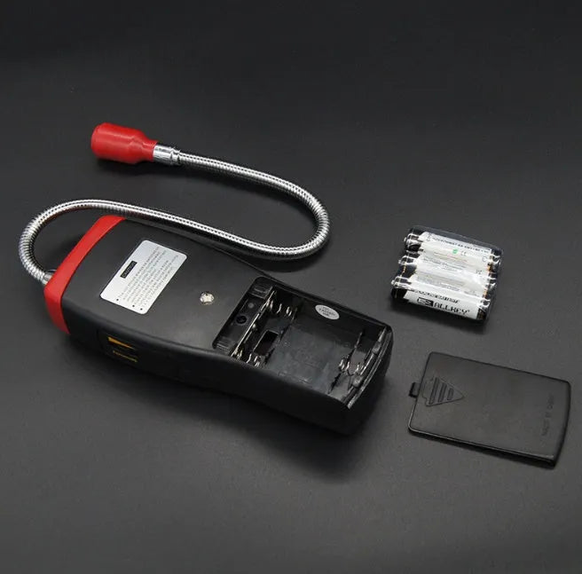 AS8800L portable flammable gas detector unit showing front display and LED light alert.