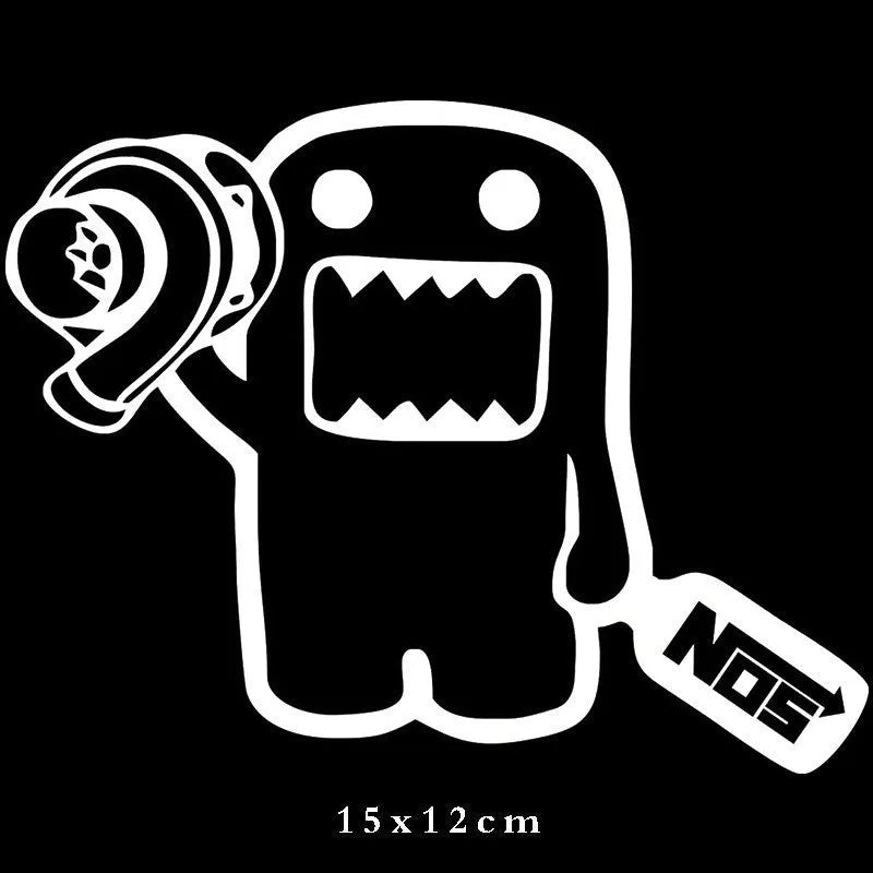 Creative cartoon car sticker measuring 15x12cm in black and white for vehicle decoration