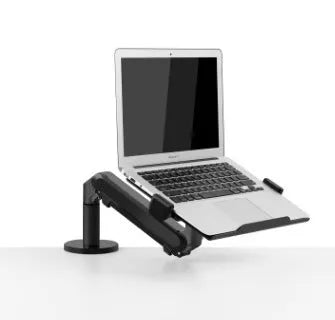 Adjustable aluminum computer stand with air pressure arm bracket in silver or black colour