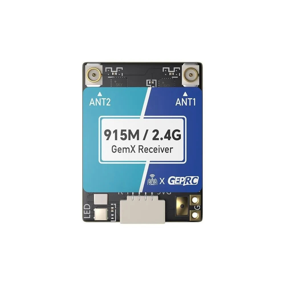 ELRS 915M 2.4G dual-frequency FPV drone receiver module with two T-shaped antennas and installation accessories