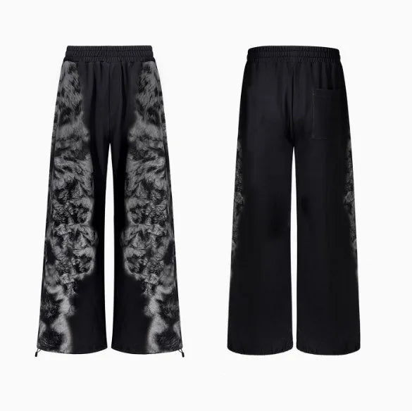 Loose street trend trousers set with hoodie and seven-inch shorts in printed collage stitching