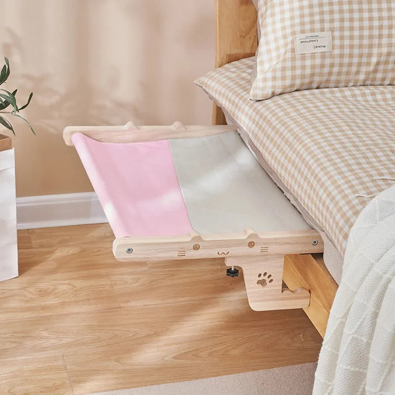 Wooden frame cat hammock hanging bed mounted to window with seven style options