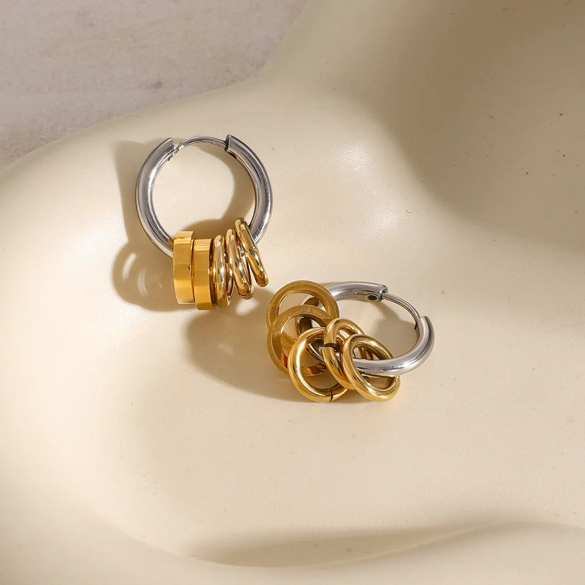 Stainless steel electroplated earrings with colour matching in two finish options