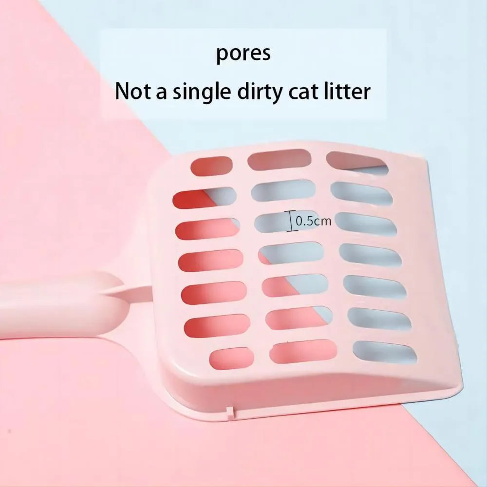 Blue plastic cat litter scoop with 20cm long handle for pet hygiene cleaning