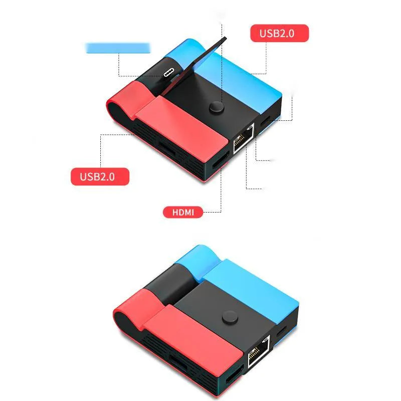 Game console portable adapter with aluminium alloy housing showing Type-C port and compact 10cm design