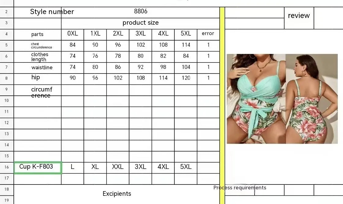 Plus size women's one-piece swimsuit with lace-up chest detail, shown in leopard print and floral pattern options.