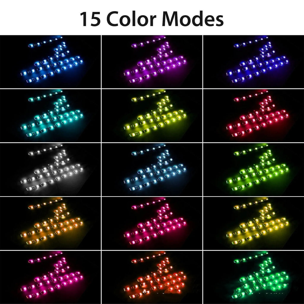 Black RGB LED light bar with wireless remote control for car and motorcycle atmosphere lighting