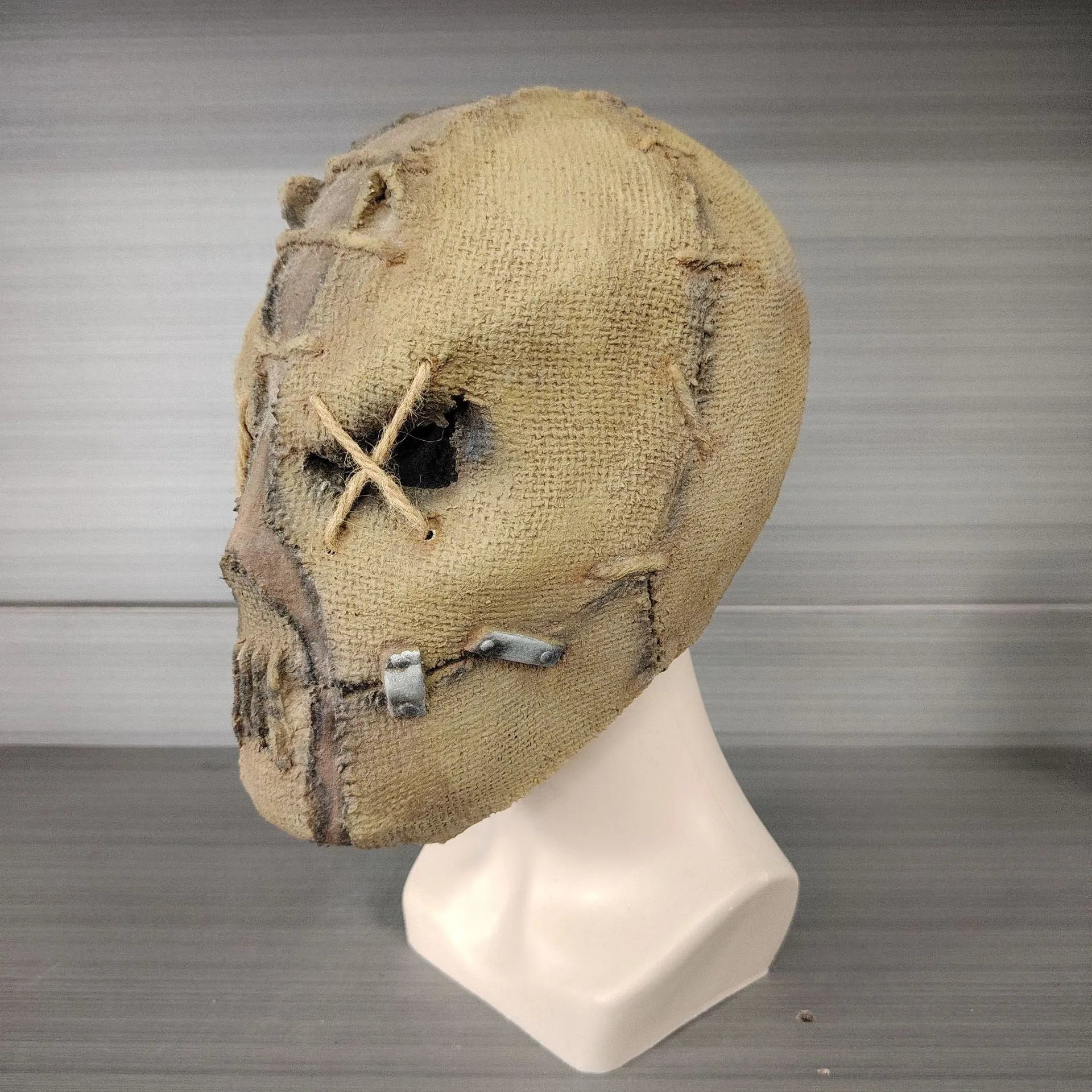 Latex Halloween mask with scar skull horror design showing full head coverage