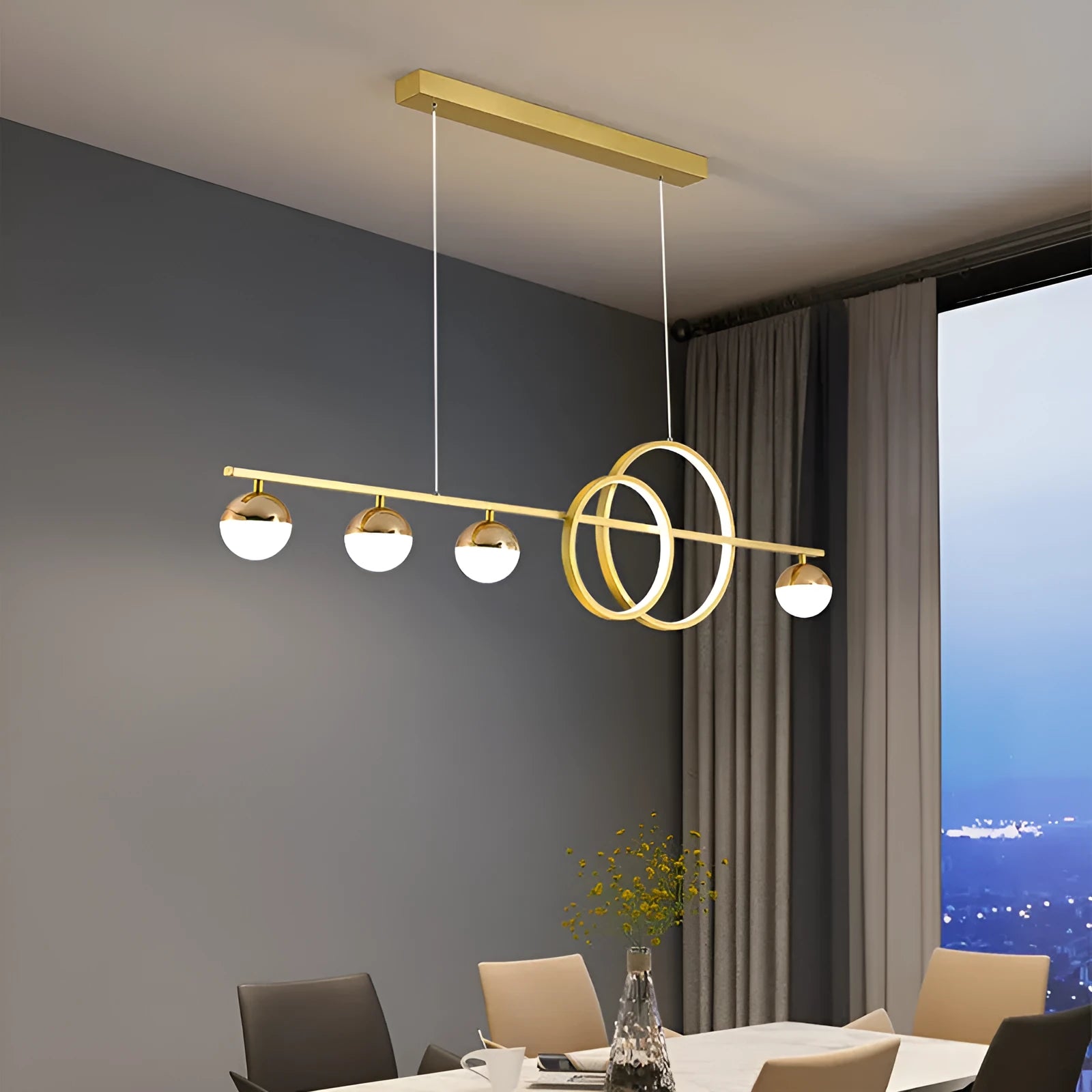 Rectangular aluminium ceiling light in Nordic design with remote control, available in black or gold finish