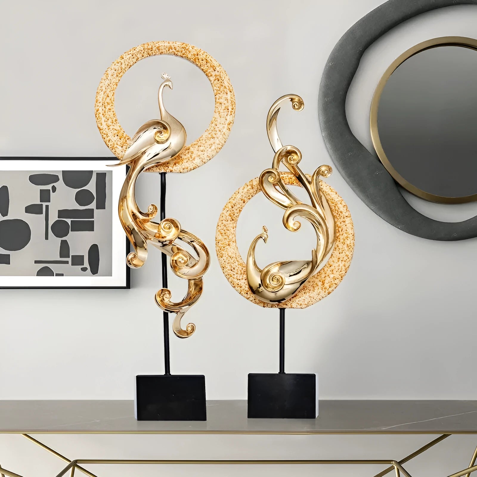 Synthetic resin Phoenix ornament in European style decorative design