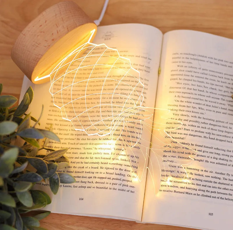 Wood and acrylic pineapple table lamp with USB cable and dimmer controls