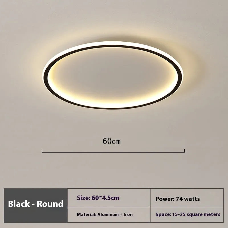 Minimalist modern ceiling lamp in black, white, or gold finish with adjustable lighting and dimming control
