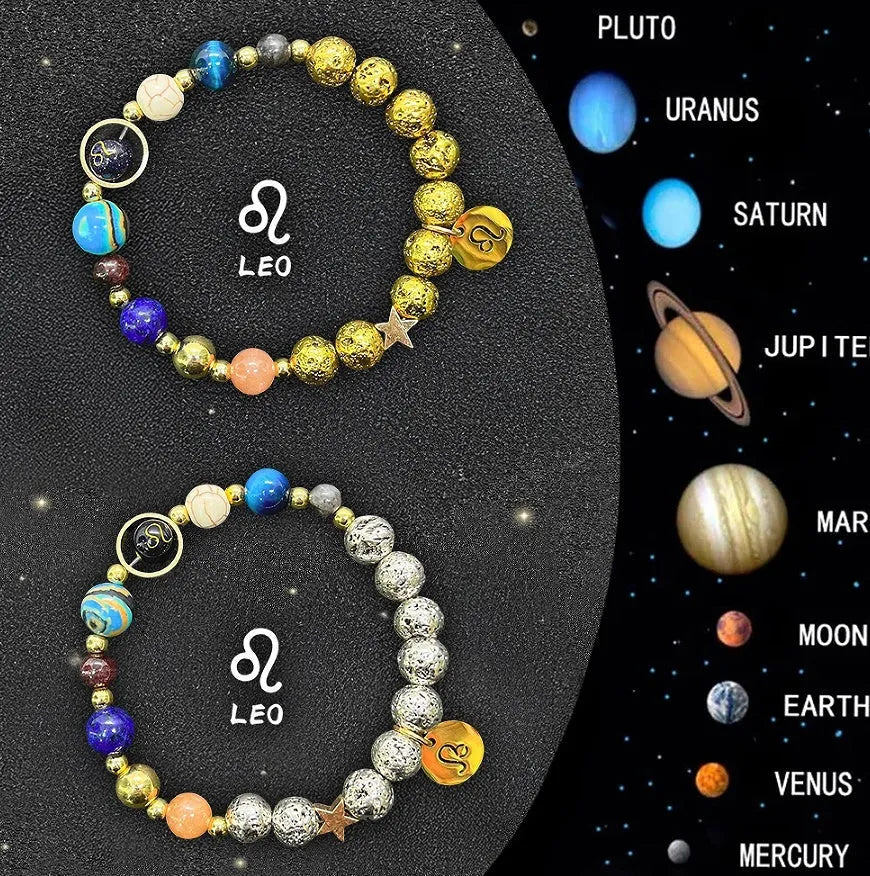 Natural stone beaded bracelets with Chinese zodiac animal designs on elastic cords
