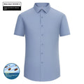 Men's slim fit business shirt in bamboo fibre with square collar, shown in a solid colour.