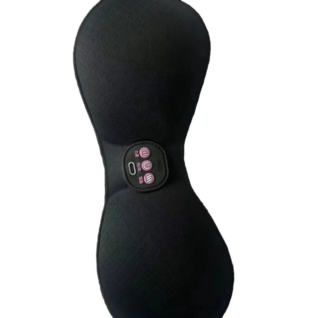 Black electric massage bra inner cushion pads with a 3-key English control liner.