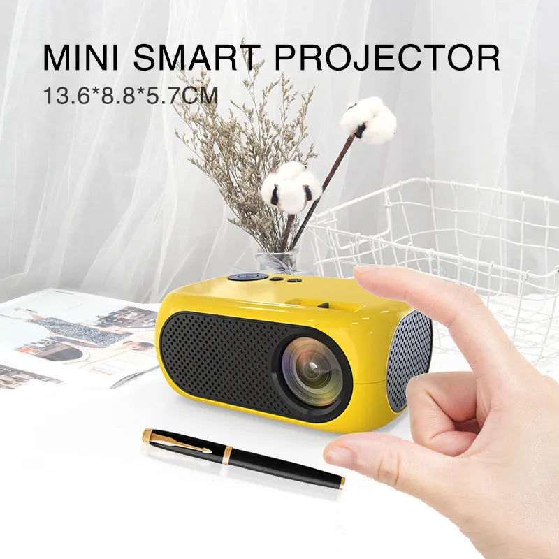 M24 micro mini portable LED projector in gold or white with power adapter and cables