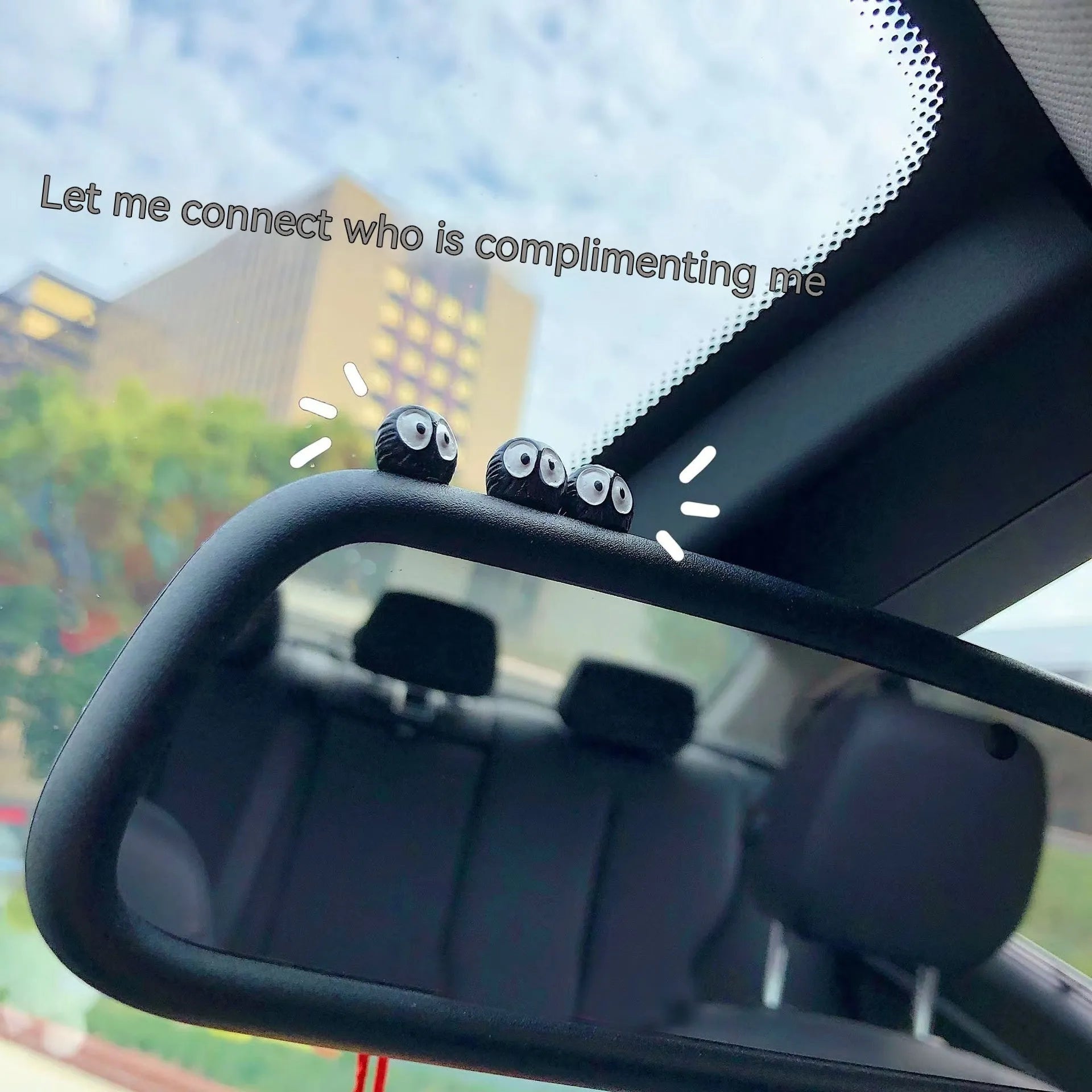 Small black resin briquette cartoon decoration for car interior with traceless glue
