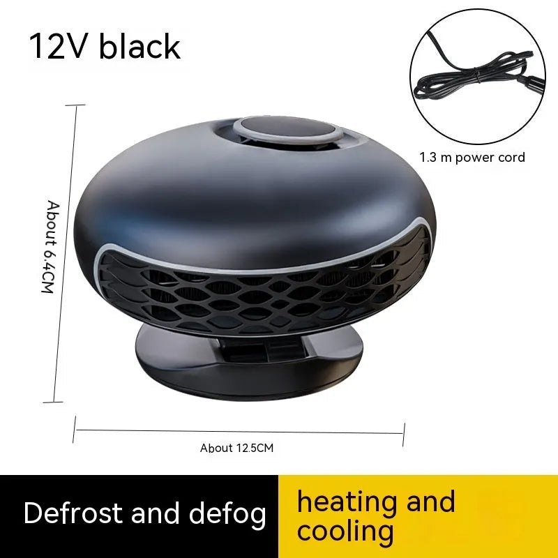 Black car defrost heater unit with cable for 12V 24V vehicle electrical systems