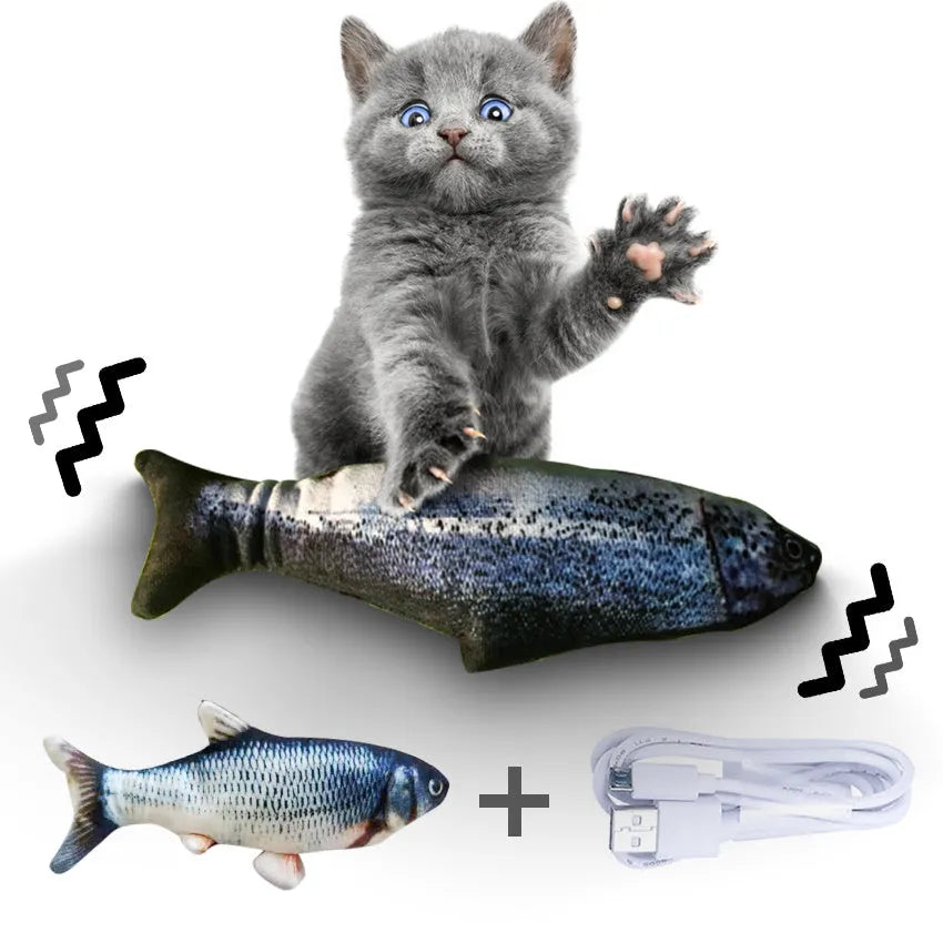 Electronic jumping fish simulation cat toy without catnip, 30cm multicolour design with USB charging