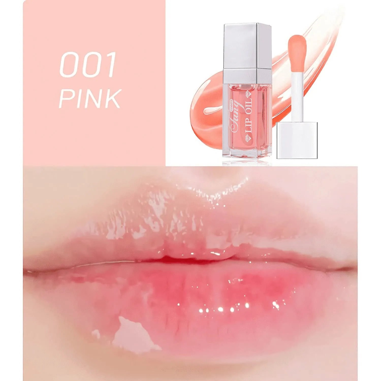 Mint flavour lip gloss stick in twist-up tube showing sheer glossy finish on lips