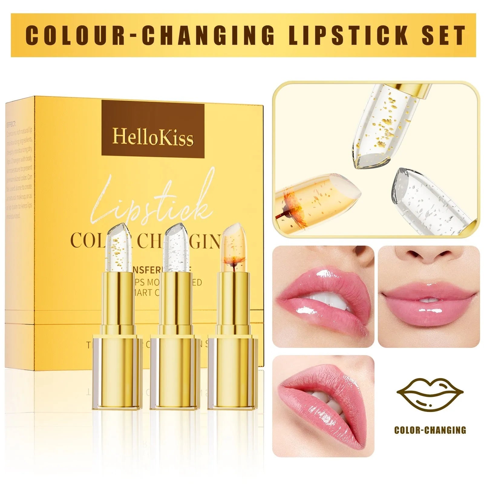 Anti-smudge gilding warm colour-changing lipstick in 3.5g size with YB1001 formula