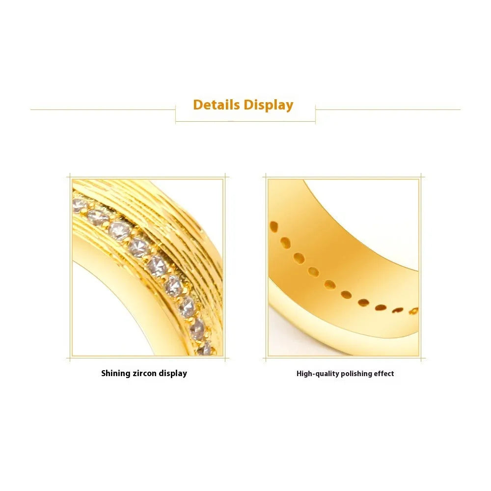Geometric gold-coloured zircon ring for women, shown in size 7.