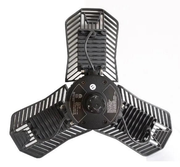 Waterproof industrial foldable aluminium garage LED lamp with wide 180-degree light angle.