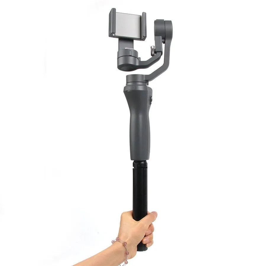 Black aluminium alloy mobile phone tripod stabiliser compatible with iPhone handheld photography accessory