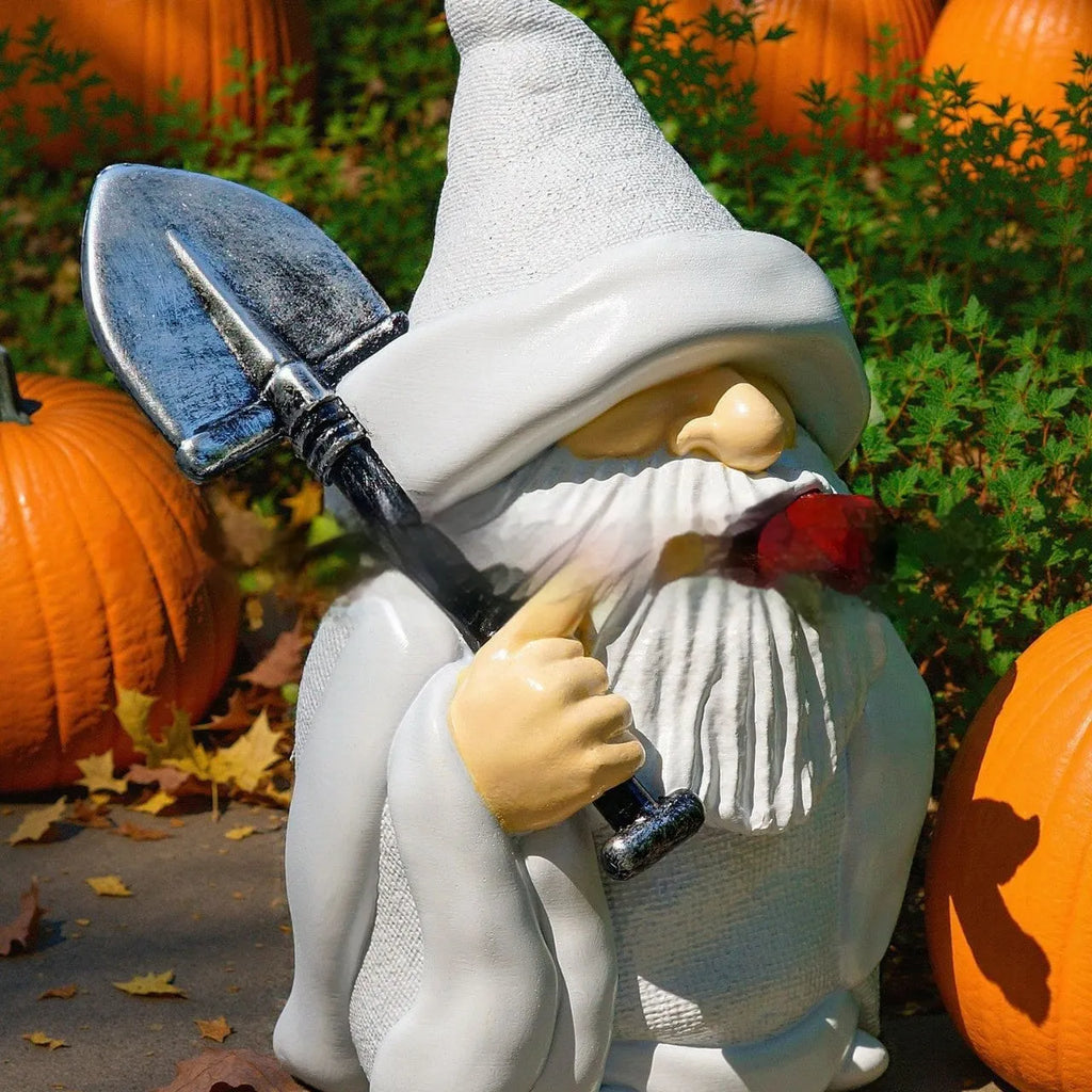 Resin Christmas ornament featuring a detailed smoking shovel dwarf character design for festive decoration.