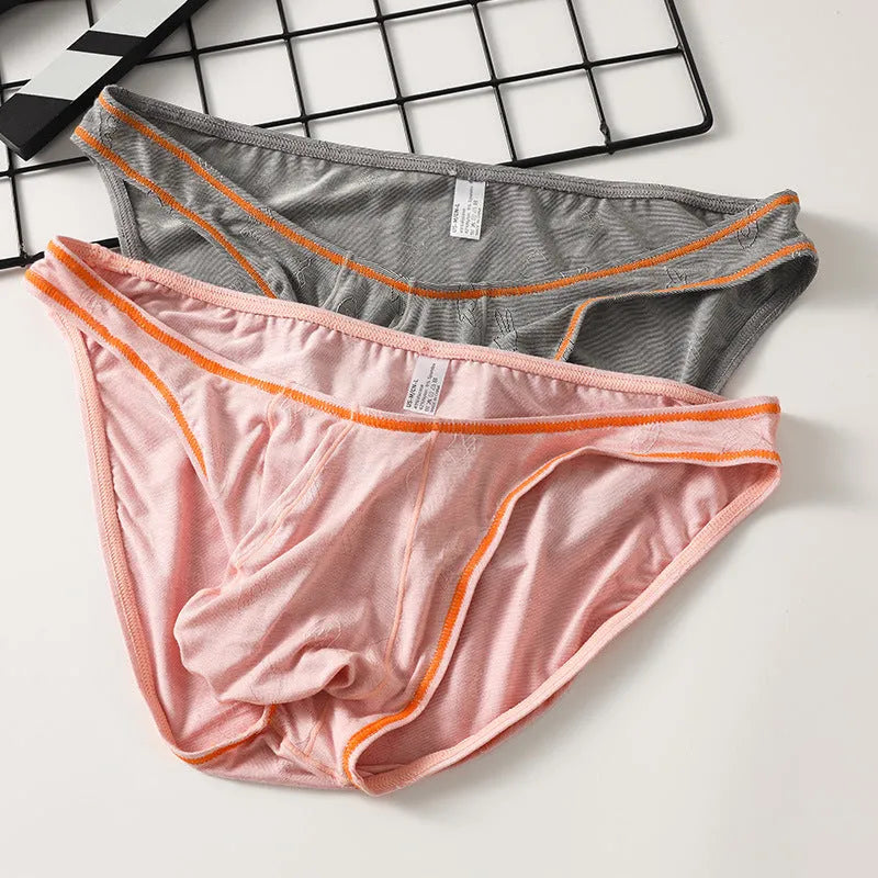 Men's modal butt-lift underwear in dark gray, pink, yellow green, blue, and sky blue colours.