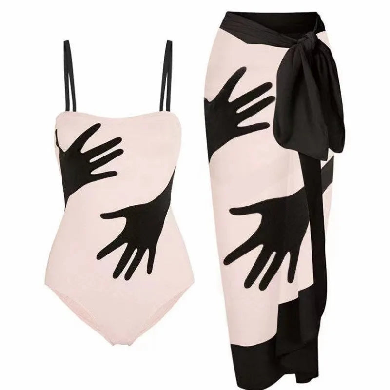 Women's one-piece polyester bikini swimsuit for the beach, available in sizes S to XL.