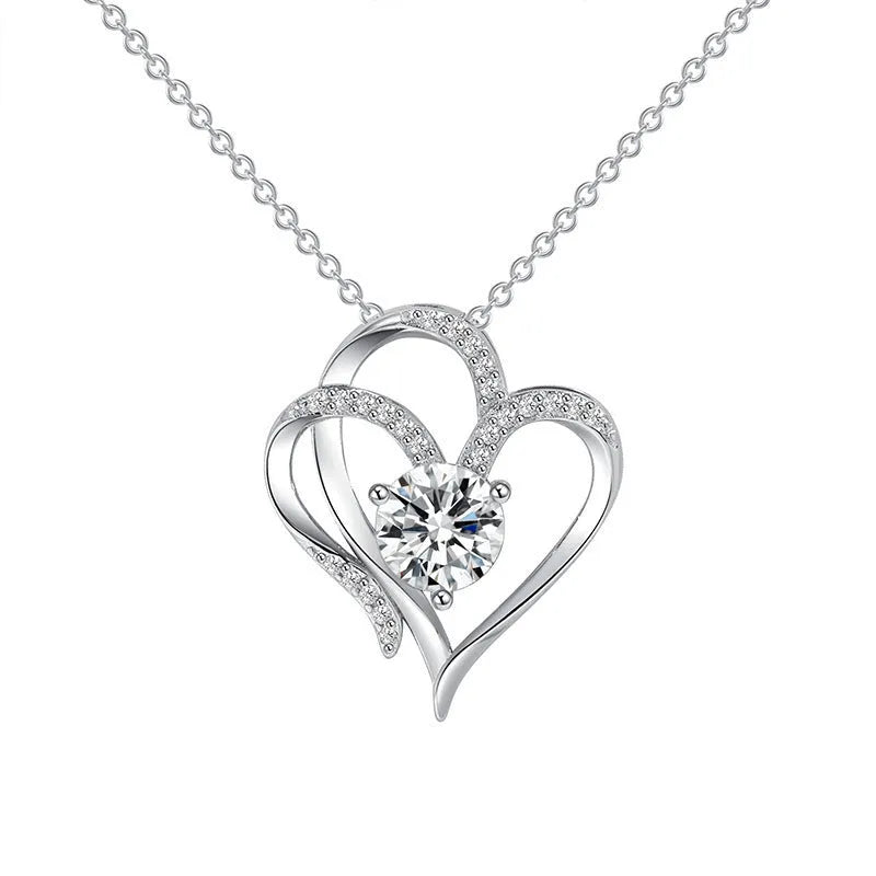 Women's 925 silver heart necklace in rose gold, white gold, and yellow gold plating options