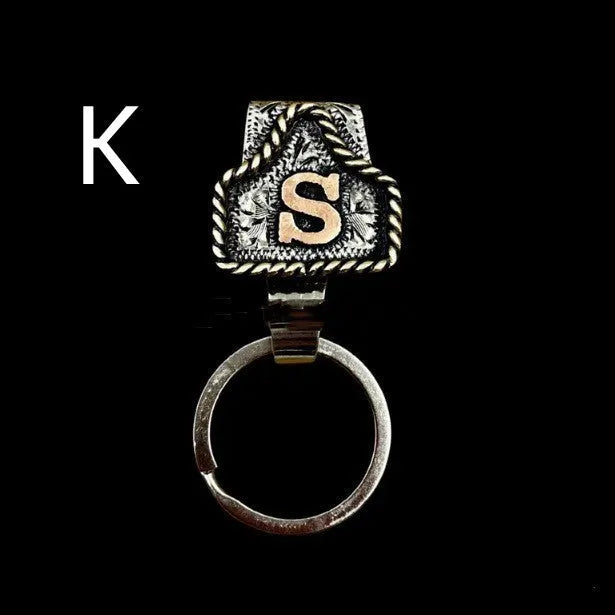 Metal cow tag belt key holder with keychain attachment in various colour options