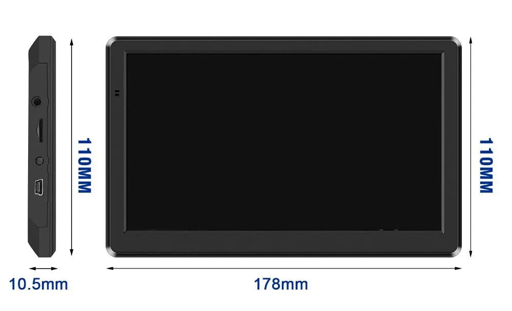 7-inch car GPS navigation device with touch screen display mounted on vehicle dashboard