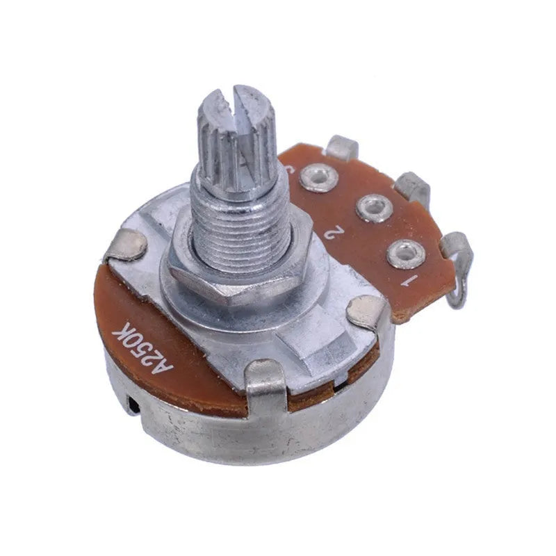 Metal replacement knob for electric guitar volume and tone potentiometer controls.