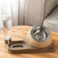 Brown automatic cat water bowl with elevated food dish for cats and small dogs