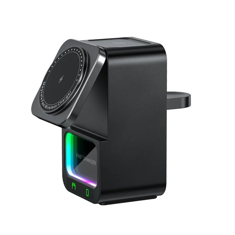 White Bluetooth speaker wireless charging station with QC3.0 fast charging support