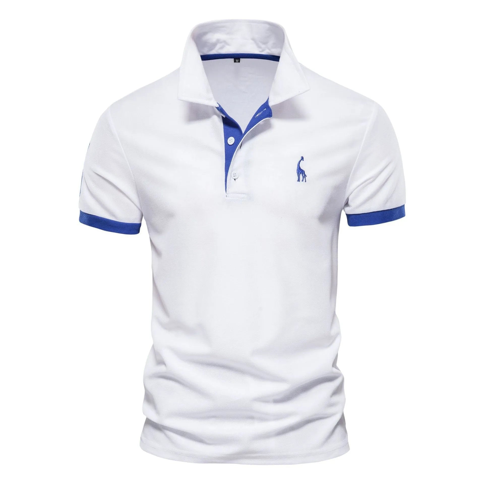 Men's slim fit short sleeve t-shirt featuring a deer embroidery design on the chest.