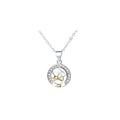 Sun and moon tooth couple necklace with copper pendant and cross chain.