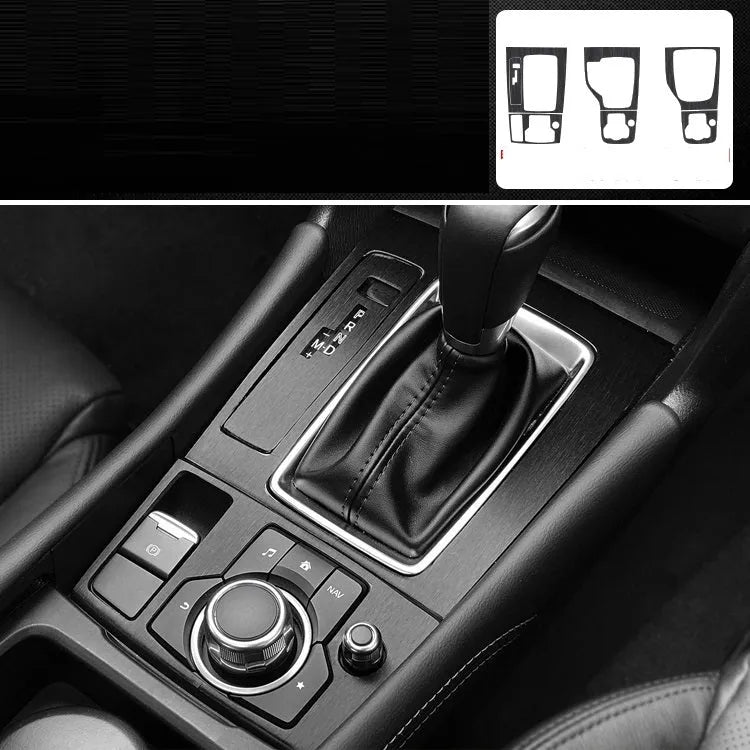 Unksera car interior decorative film sticker kit showing dashboard and centre console application with carbon fibre finish
