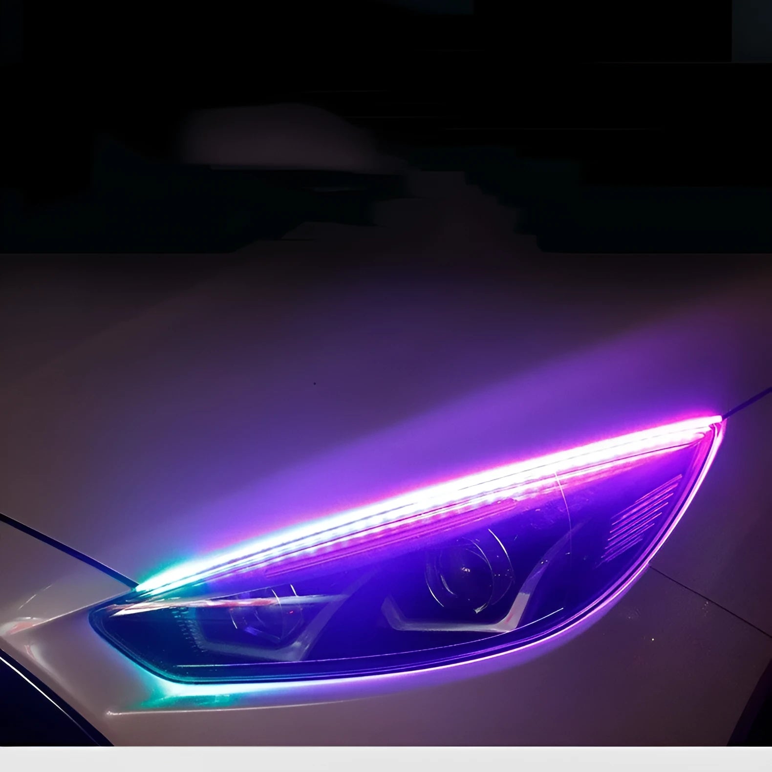 RGB colour LED daytime running light strip with remote control in 30cm, 45cm, and 60cm sizes